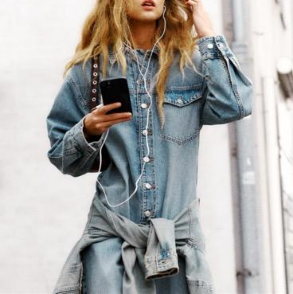 ZARA TRF LONG DENIM JUMPSUIT
